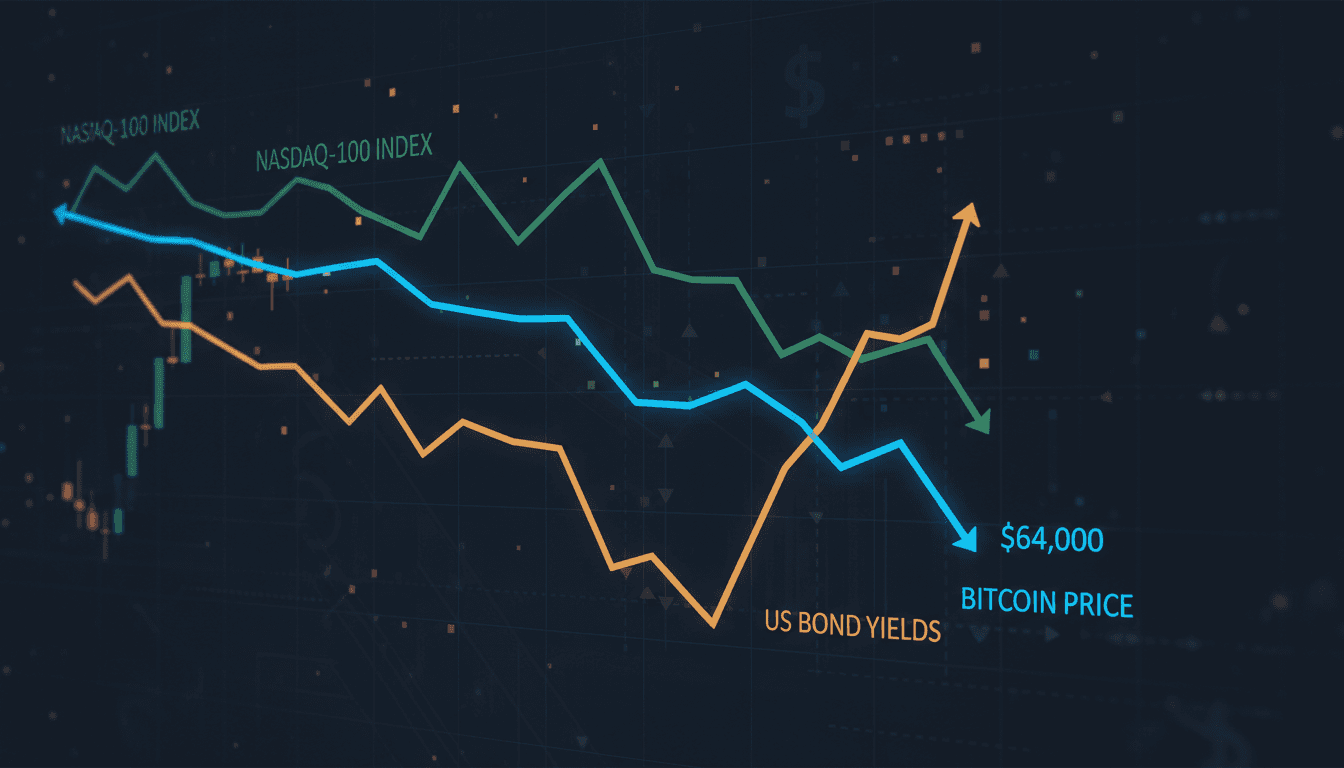 Bitcoin price chart showing recent decline below $64,000