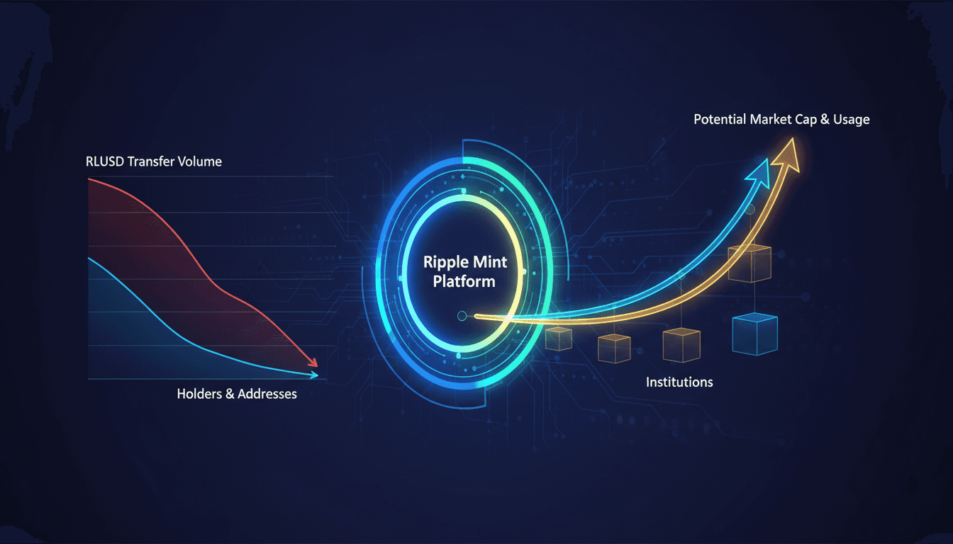 Ripple Mint platform interface showcasing RLUSD management features.
