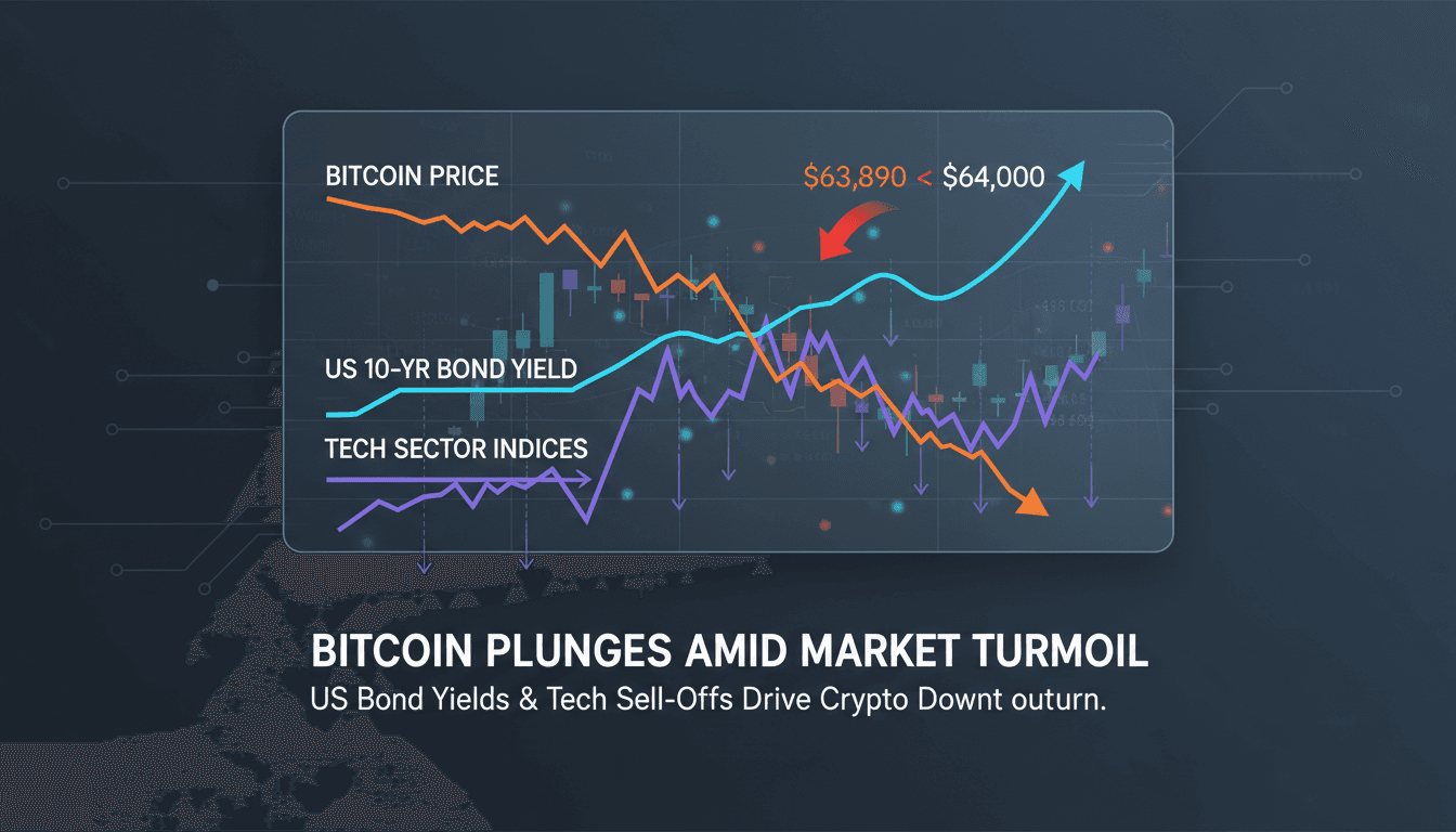 Bitcoin price chart showing recent decline below $64,000