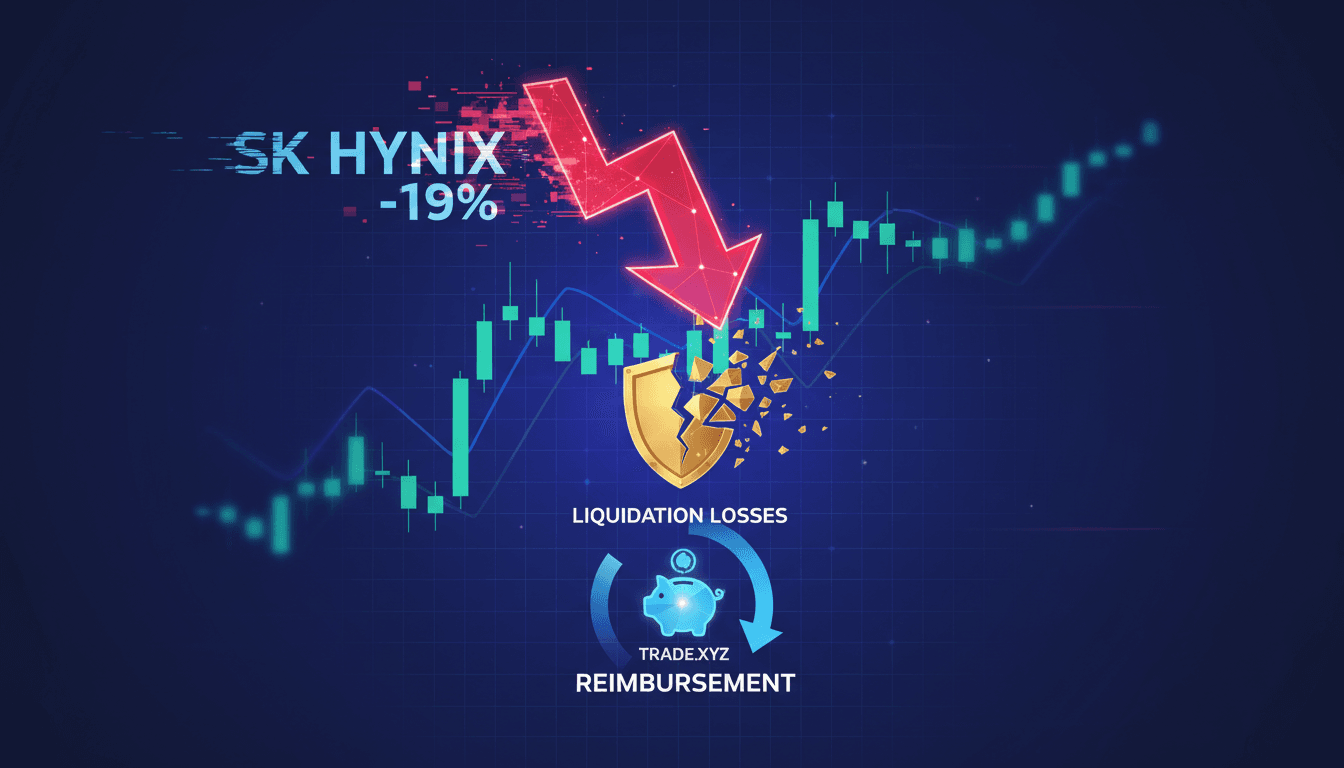 Trade.xyz logo with a graphic representation of cryptocurrency trading volatility.