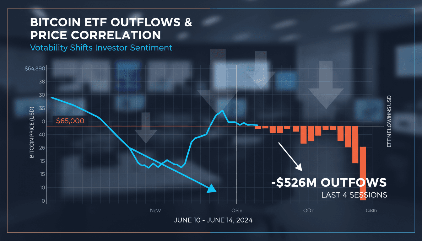 Graph showing Bitcoin ETF outflows in relation to Bitcoin price fluctuations.