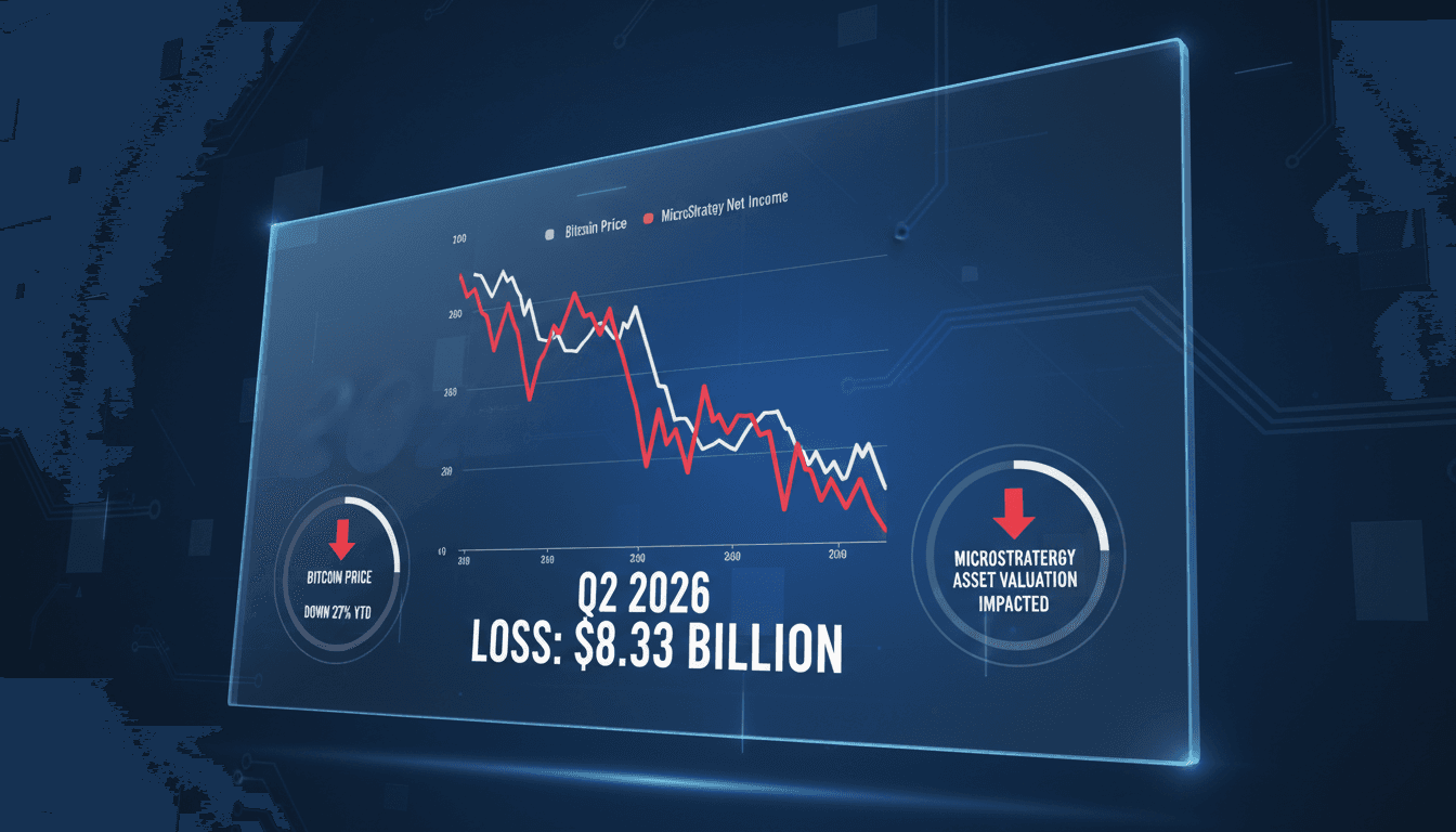 MicroStrategy financial report showing significant losses due to Bitcoin decline