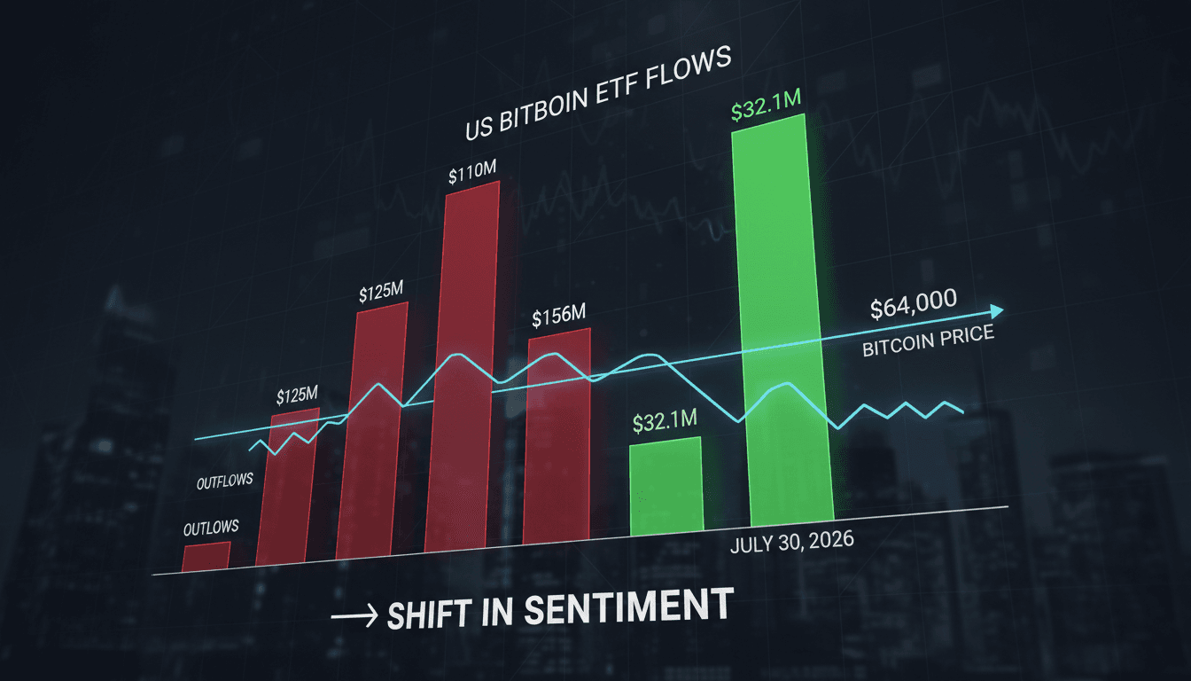 Chart showing Bitcoin ETF inflows and outflows in July 2026