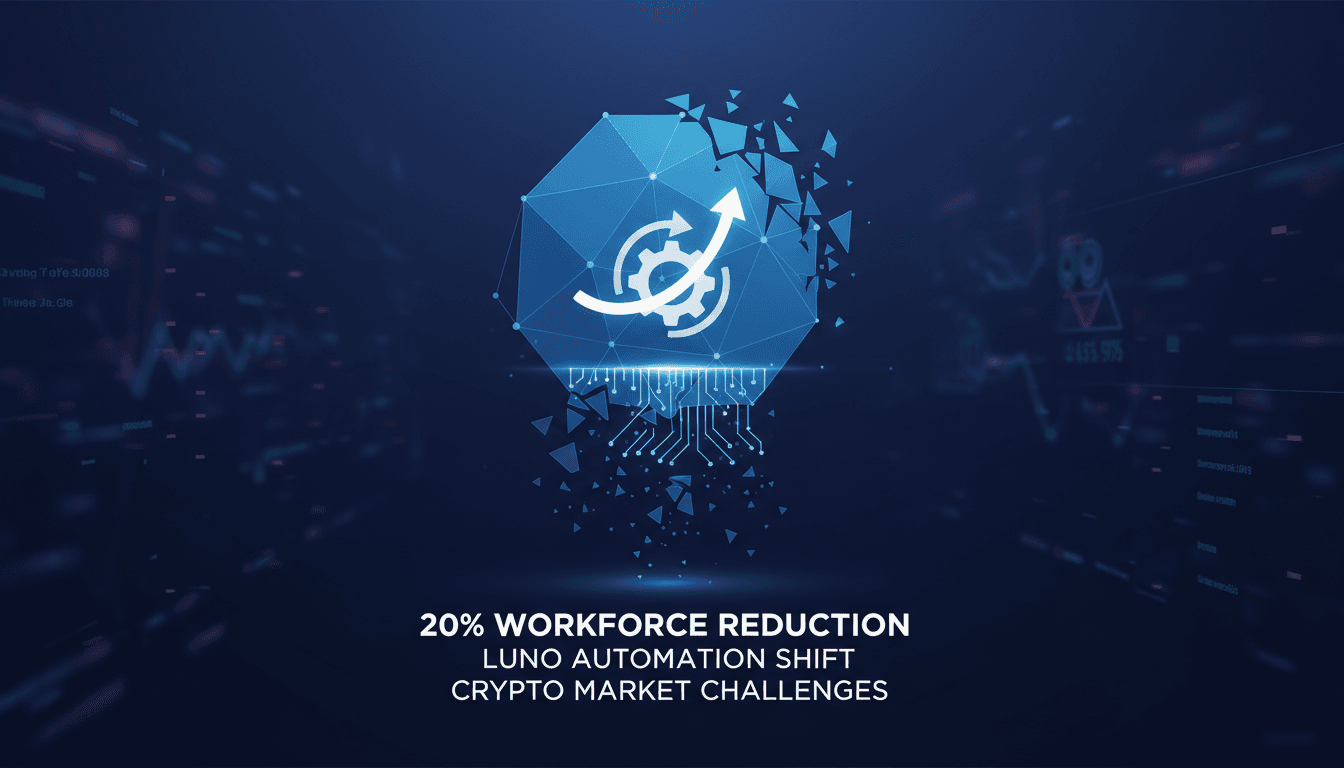 Luno cryptocurrency exchange logo with a backdrop of market trends