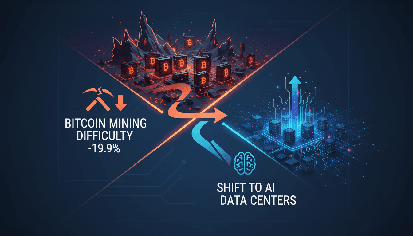 Bitcoin mining operations transitioning to artificial intelligence data centers.