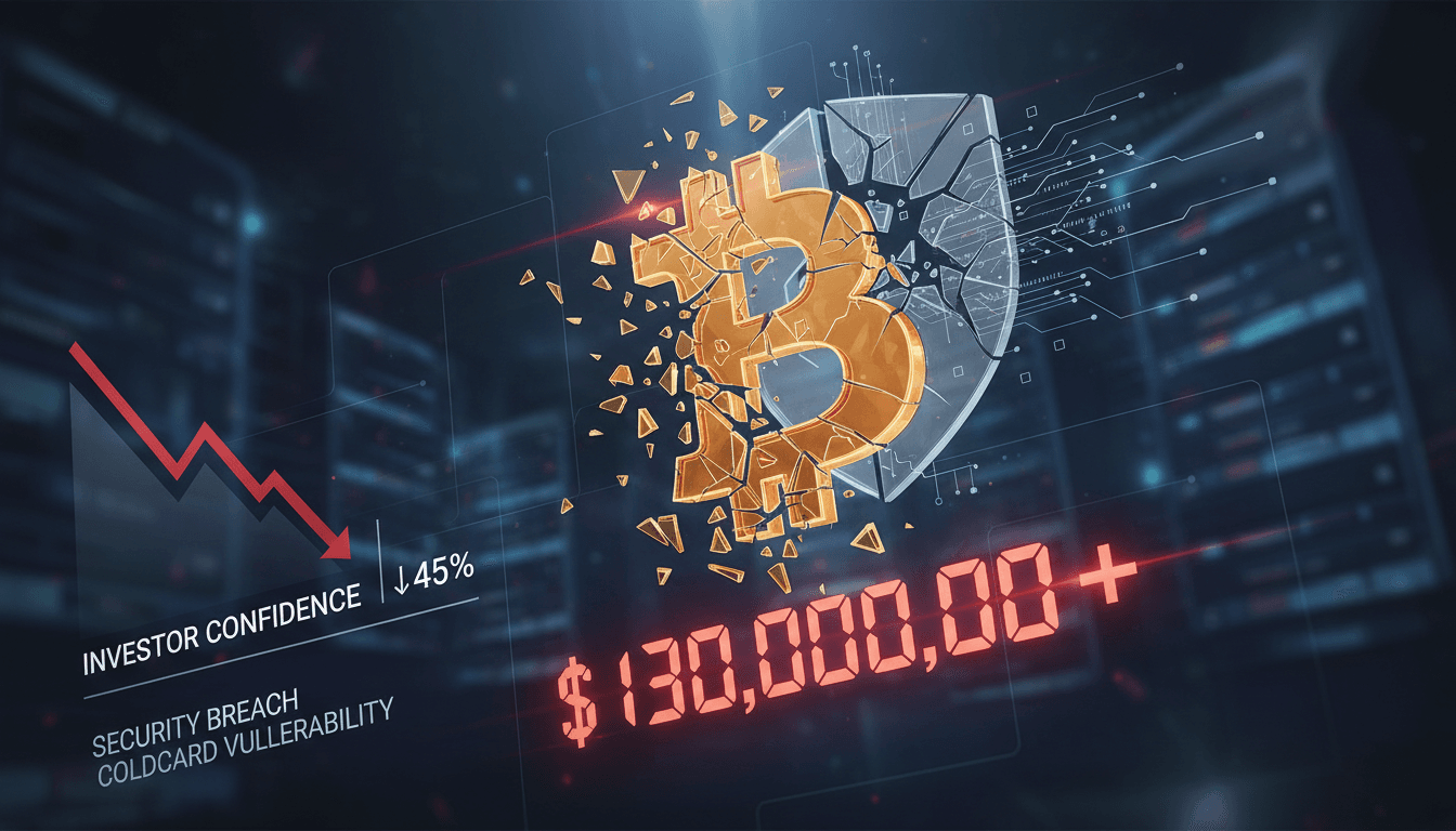 Illustration of Coldcard wallet vulnerability and Bitcoin theft impact