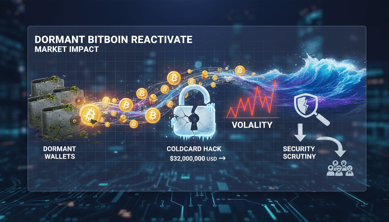 Illustration of Bitcoin wallets reactivating after a security breach.