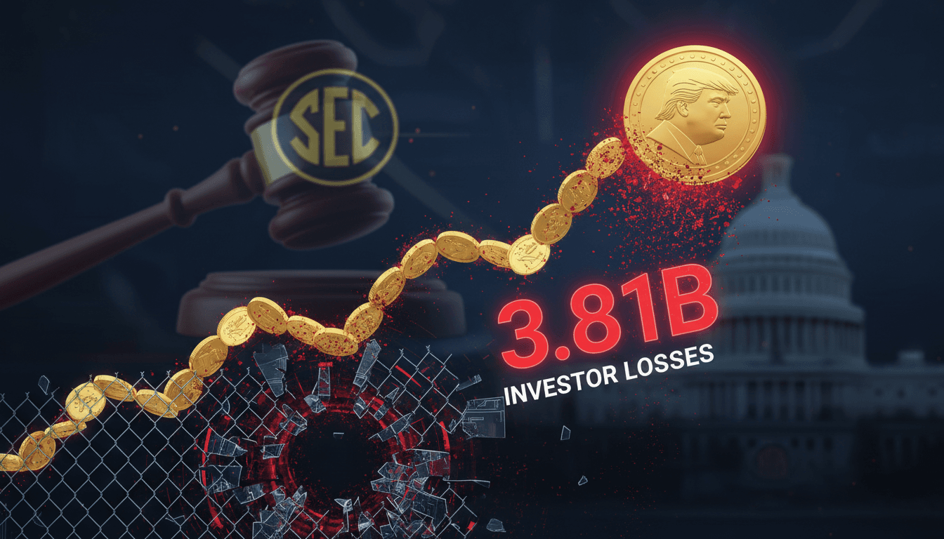 Illustration of SEC investigation into Trump's memecoin and its impact on investors.