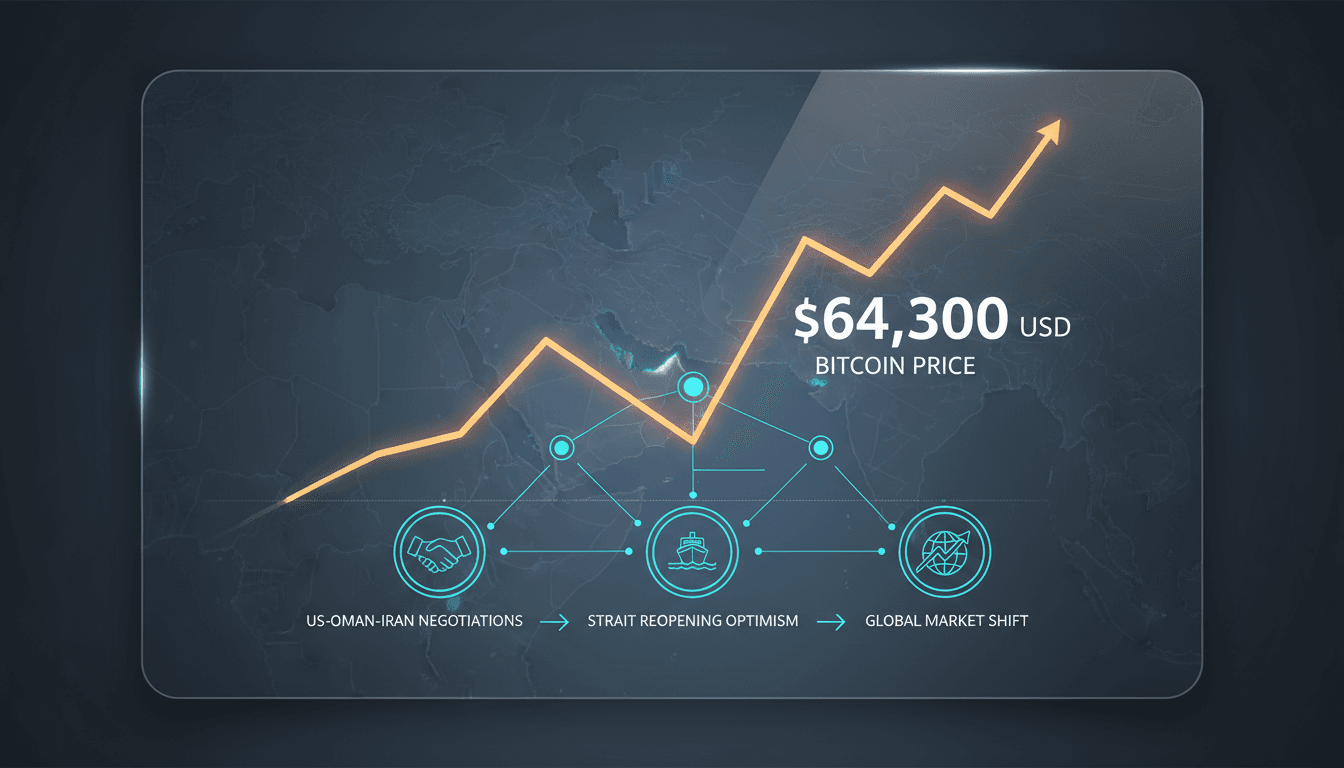 Bitcoin price chart showing stabilization amid geopolitical negotiations.