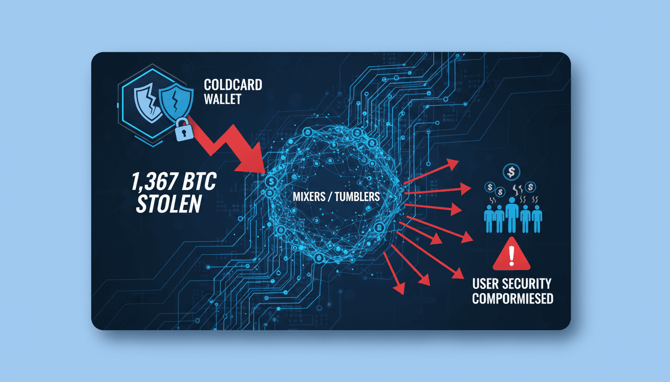 Illustration of Coldcard wallet security breach and Bitcoin theft