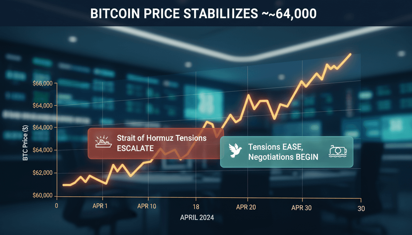 Bitcoin price chart showing stabilization amid geopolitical developments