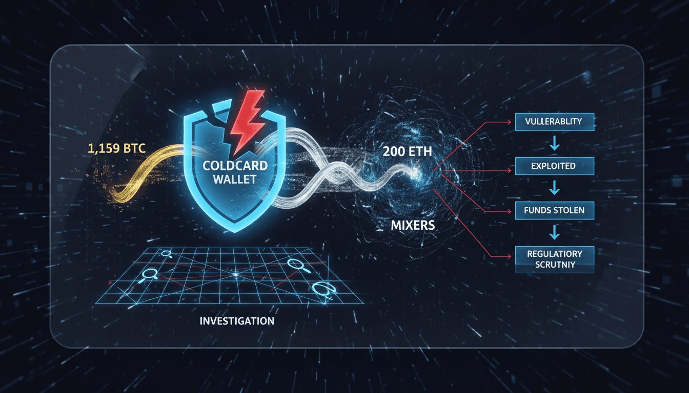 Illustration of cryptocurrency theft from Coldcard wallet