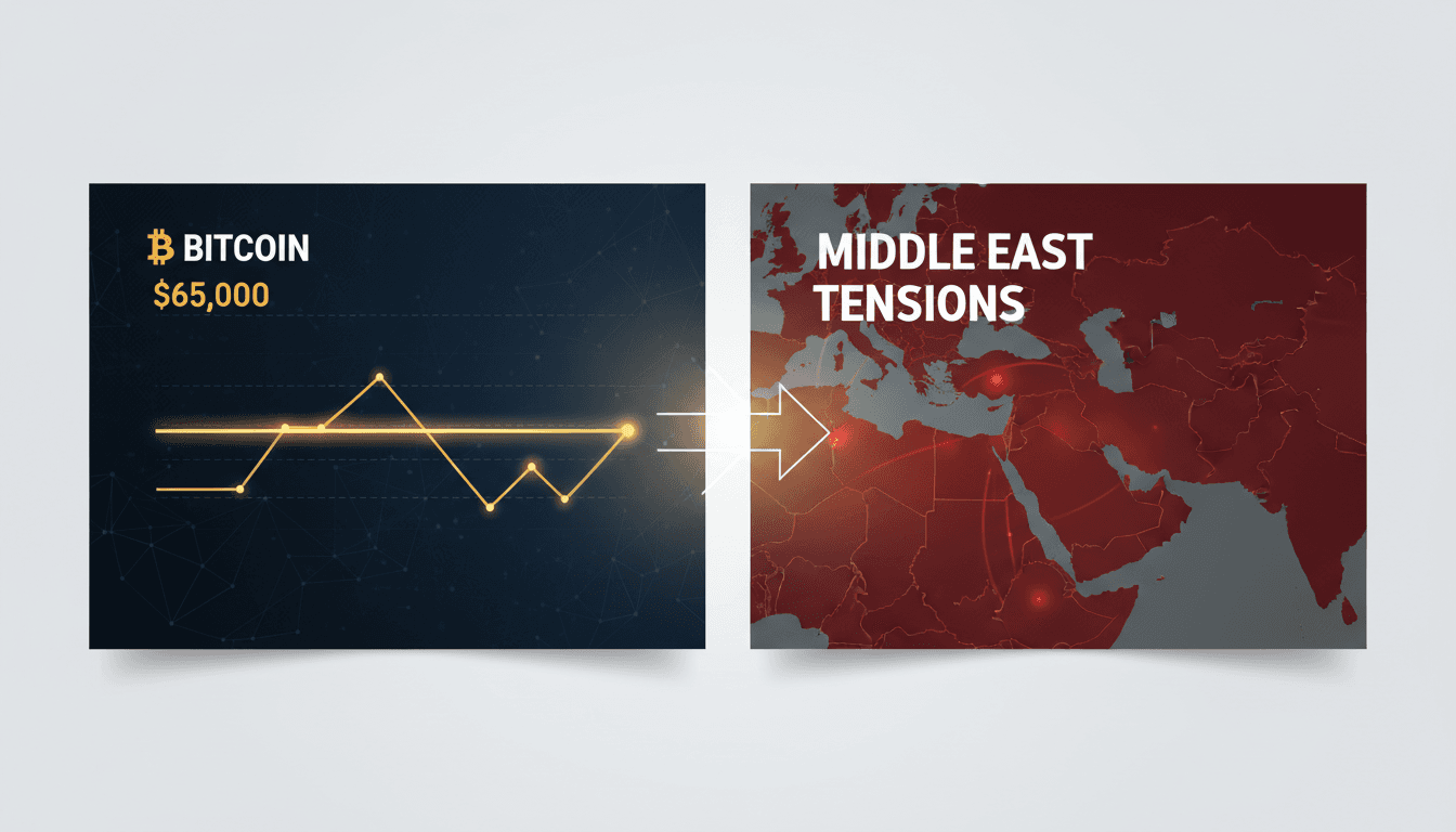 Bitcoin price chart showing stabilization amid geopolitical tensions