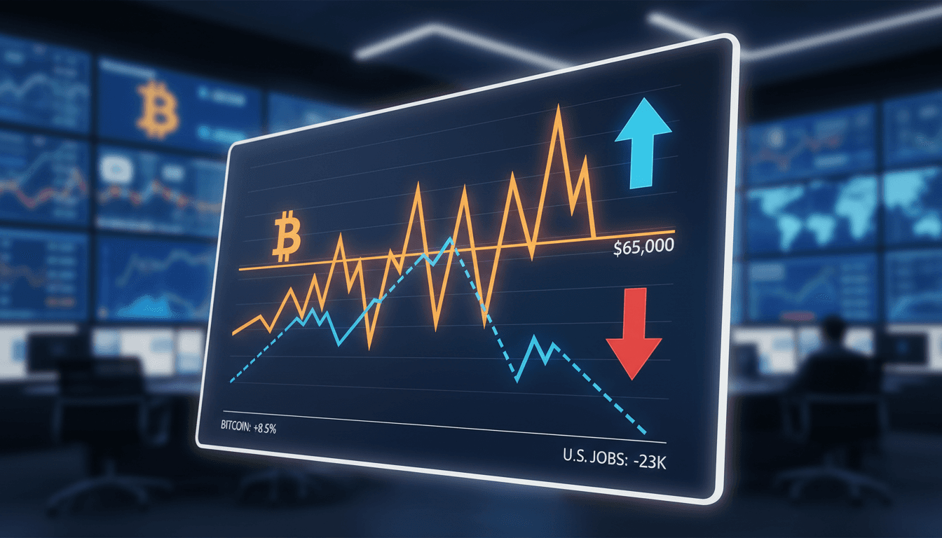 Bitcoin price chart showing surge after U.S. jobs report