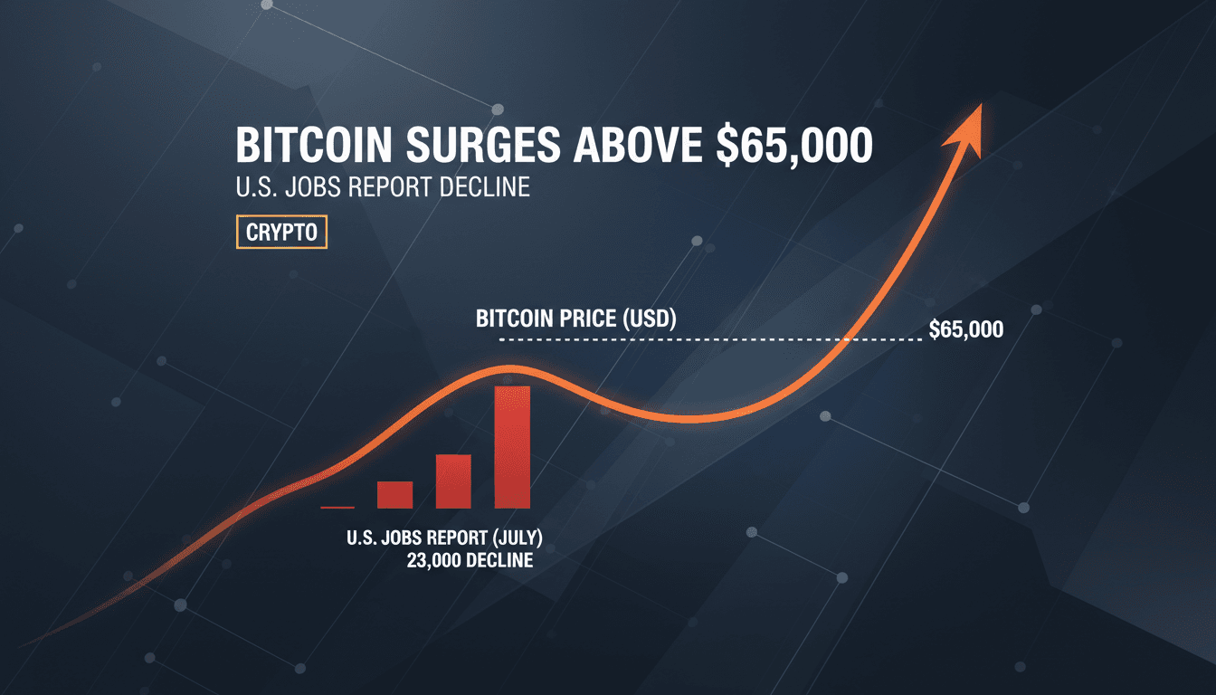Bitcoin price chart showing surge after U.S. jobs report