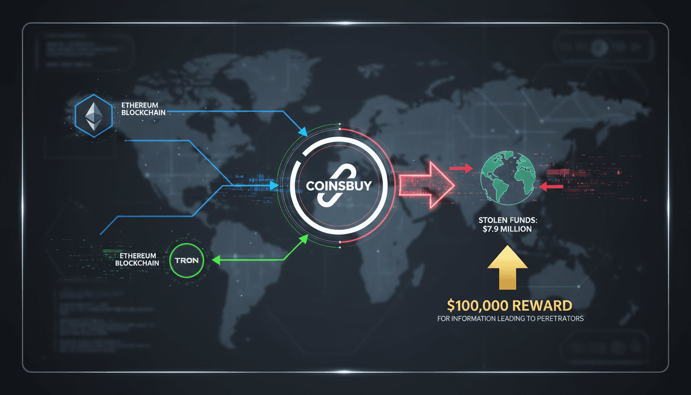Coinsbuy logo with a digital security theme