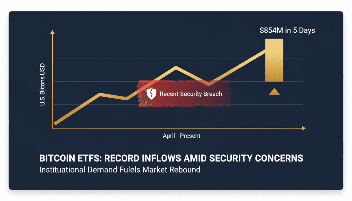 Graph showing inflow trends of Bitcoin ETFs amidst security concerns.
