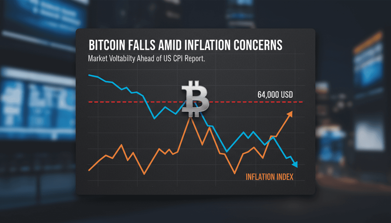 Bitcoin price chart showing decline below $64,000