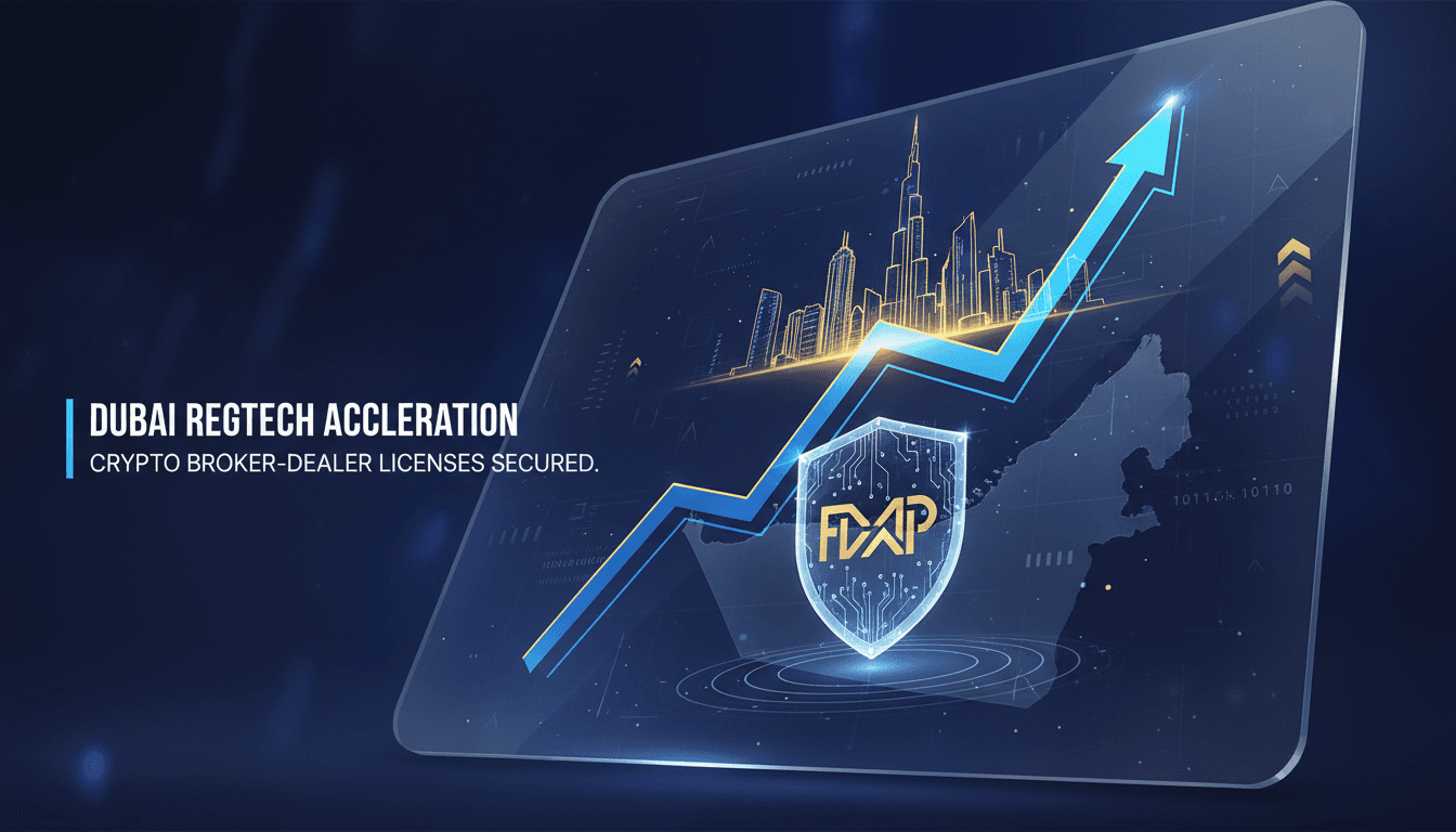 Flowdesk and ARP Digital logos with Dubai skyline in the background