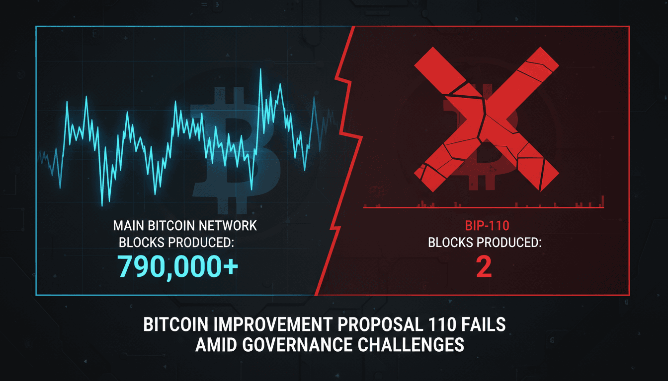 Bitcoin network governance challenges illustrated through BIP-110 failure.
