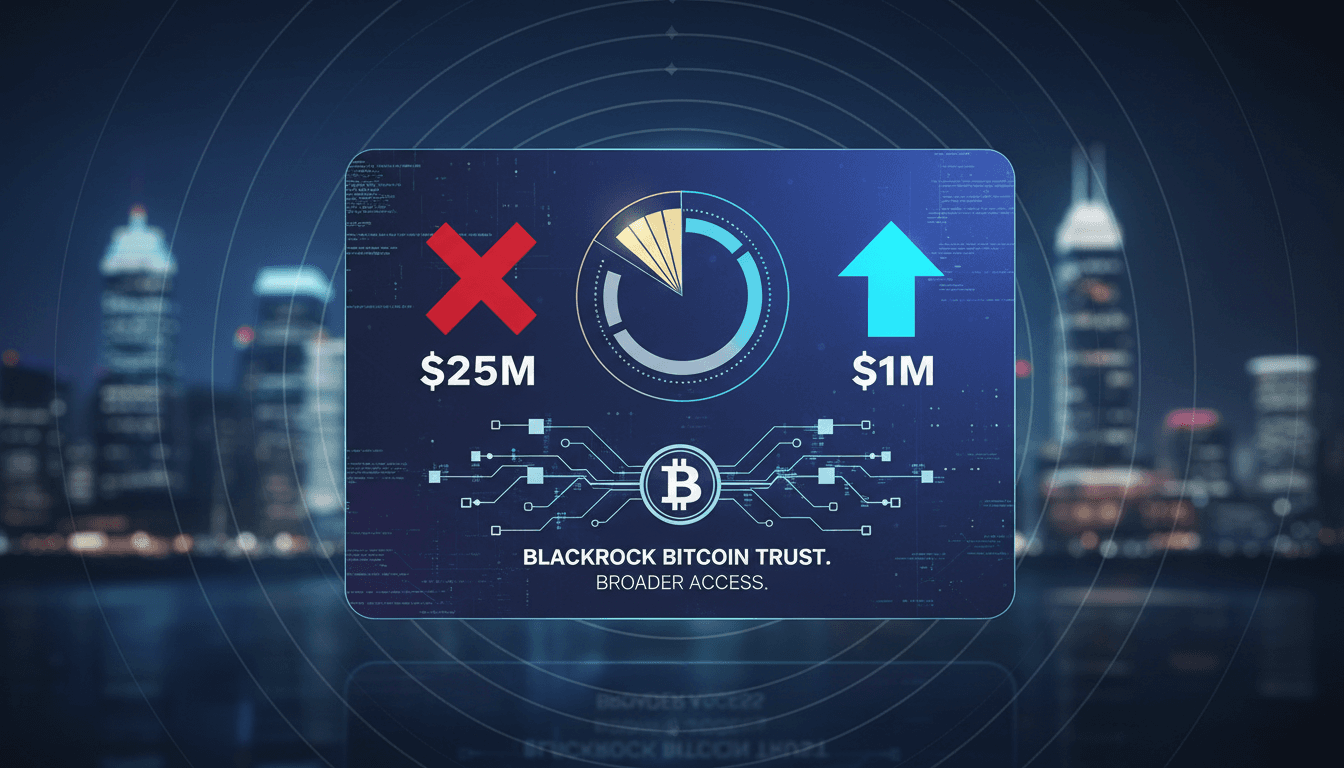 BlackRock logo with Bitcoin graphics illustrating investment changes