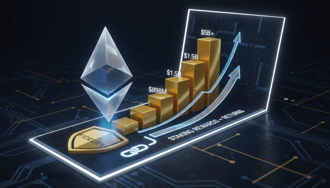 Fidelity Investments logo with Ethereum cryptocurrency graphics