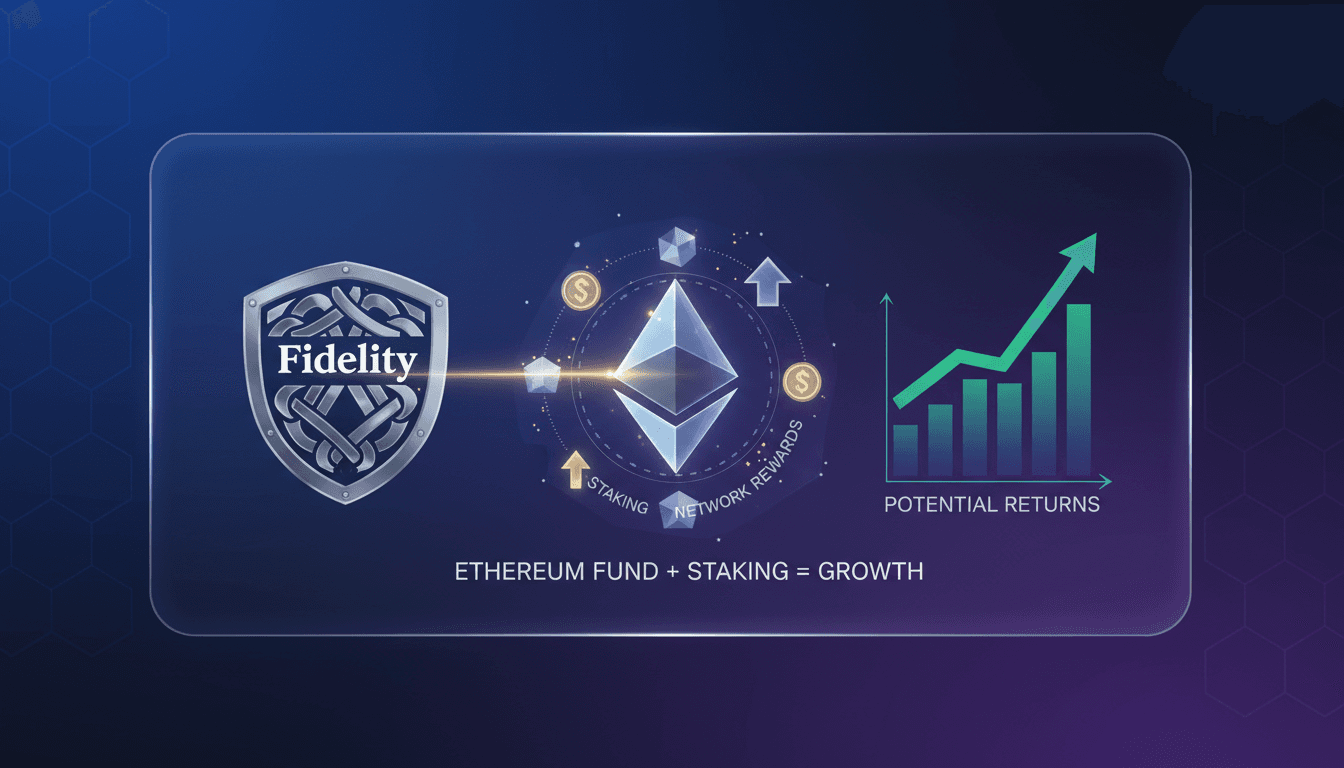 Fidelity Investments logo with Ethereum graphics