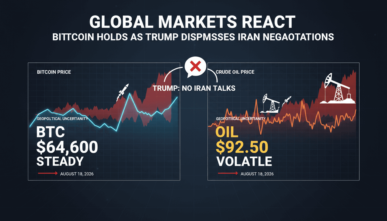 A visual representation of Bitcoin's price stability and oil prices amid geopolitical tensions.