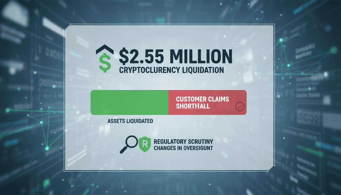 Infographic showing the liquidation of Knaken's crypto assets and its impact on customer claims.
