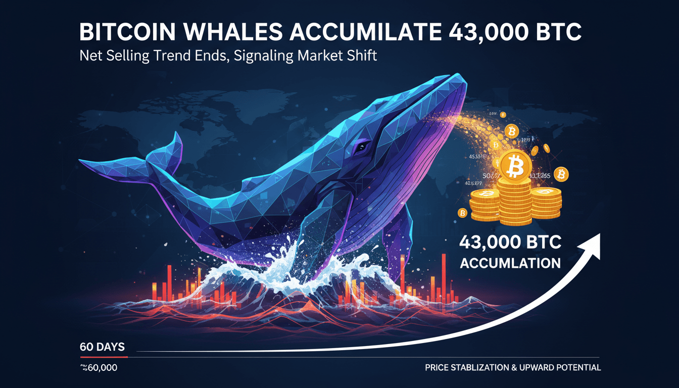 Bitcoin Whales Accumulate 43,000 BTC Over 60 Days Ending Net Selling Trend