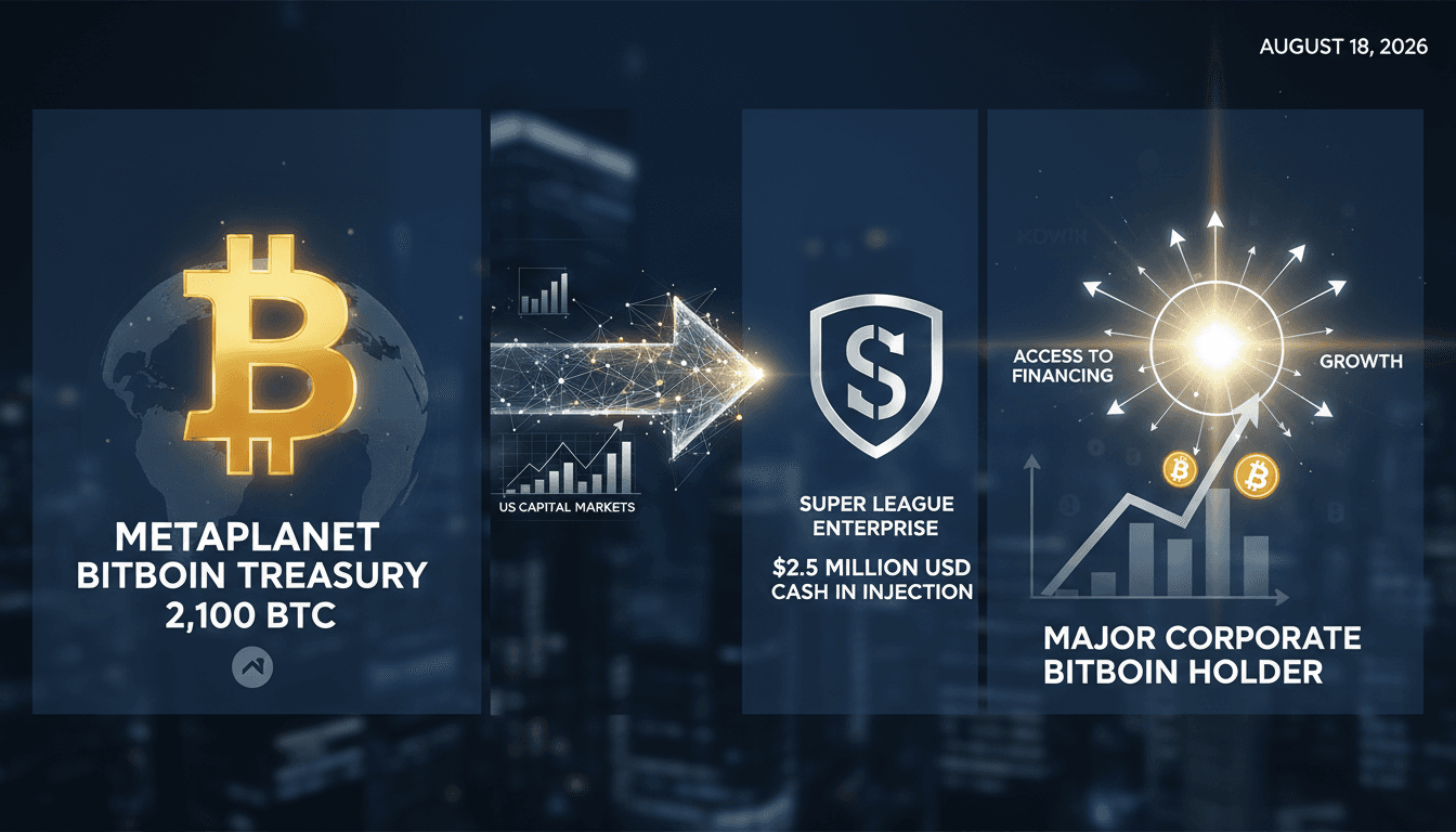 Infographic illustrating Metaplanet's Bitcoin treasury expansion and Superplanet's market impact.