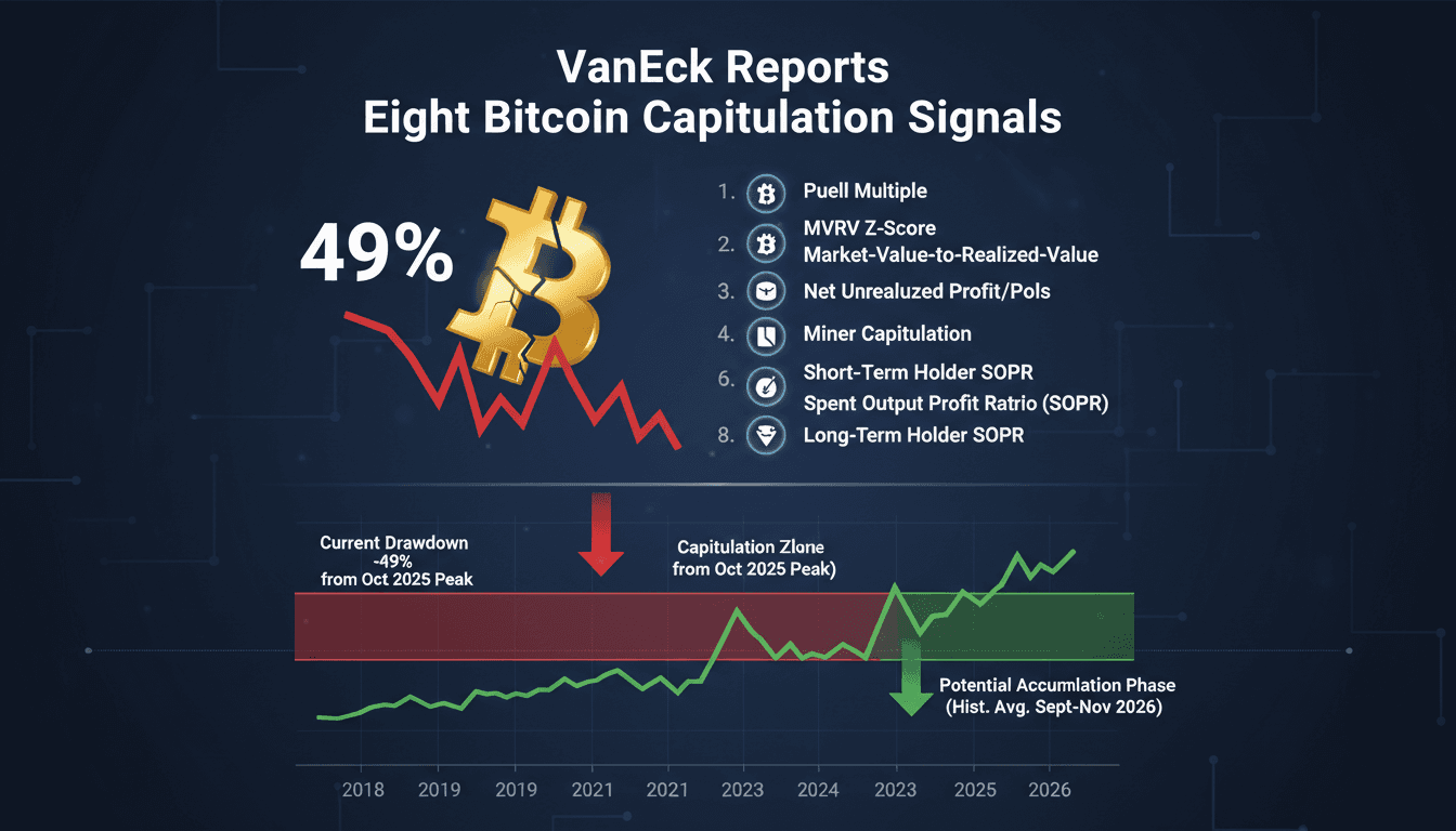 VanEck Reports Eight Bitcoin Capitulation Signals Indicating Prolonged Market Recovery