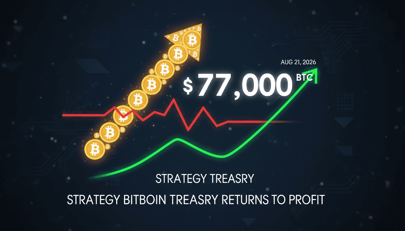 A graphic illustrating Bitcoin's price surge and Strategy's treasury performance.