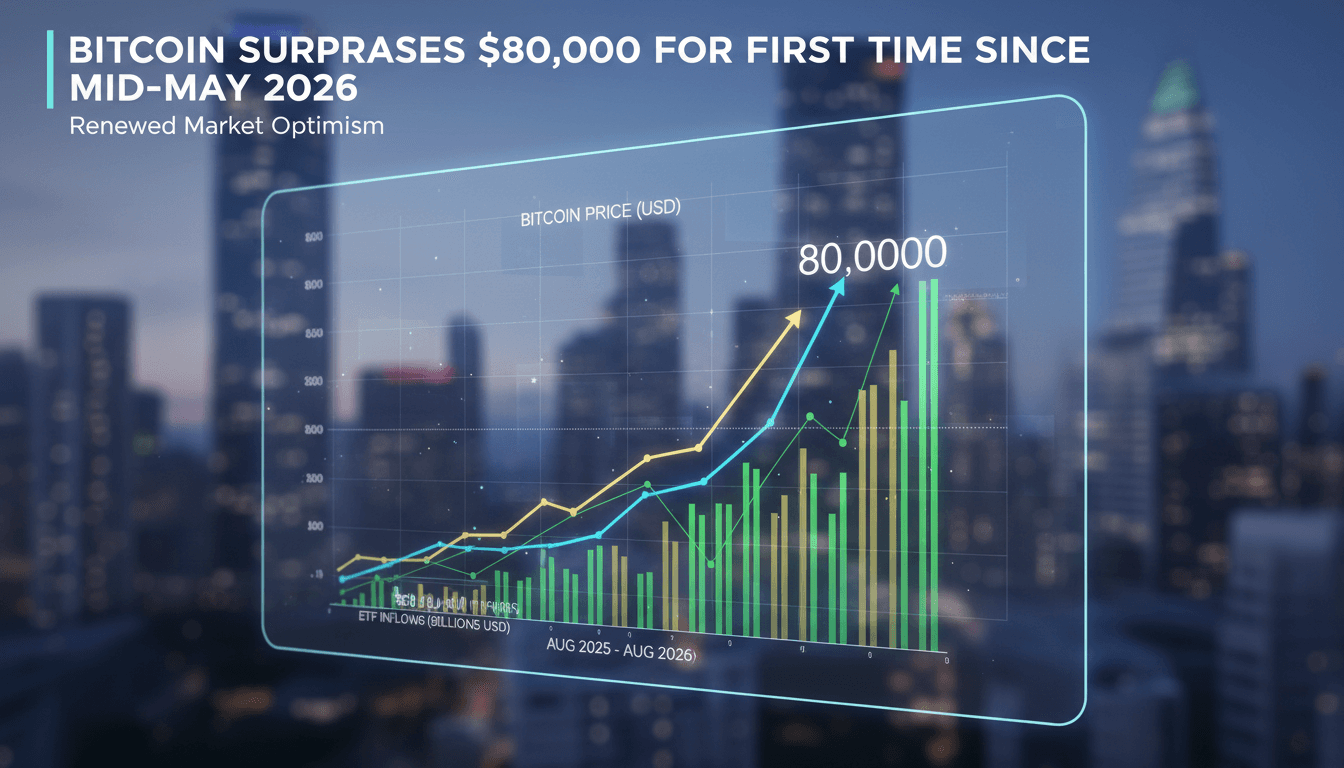 A chart showing Bitcoin's price surge above $80,000 with ETF inflows highlighted.