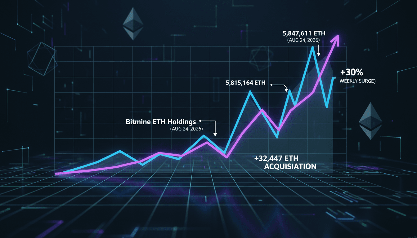 A chart showing Bitmine's ETH acquisition and Ethereum's price surge over time.