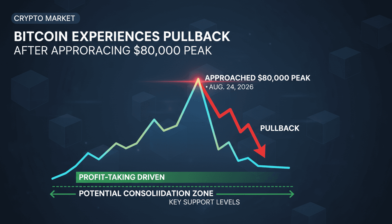 A chart illustrating Bitcoin's price fluctuations around the $80,000 mark, highlighting key trends and profit-taking events.