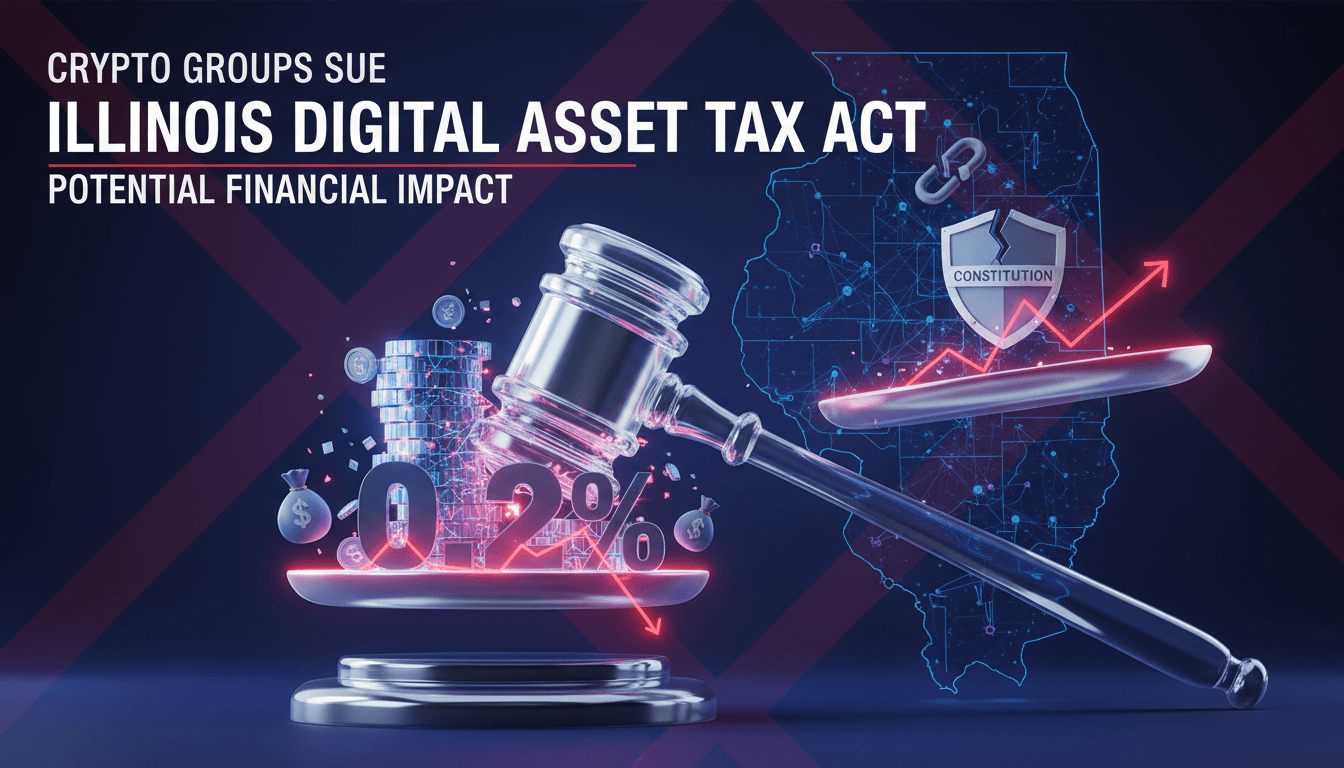 Infographic showing the impact of Illinois Digital Asset Tax Act on businesses and investors.