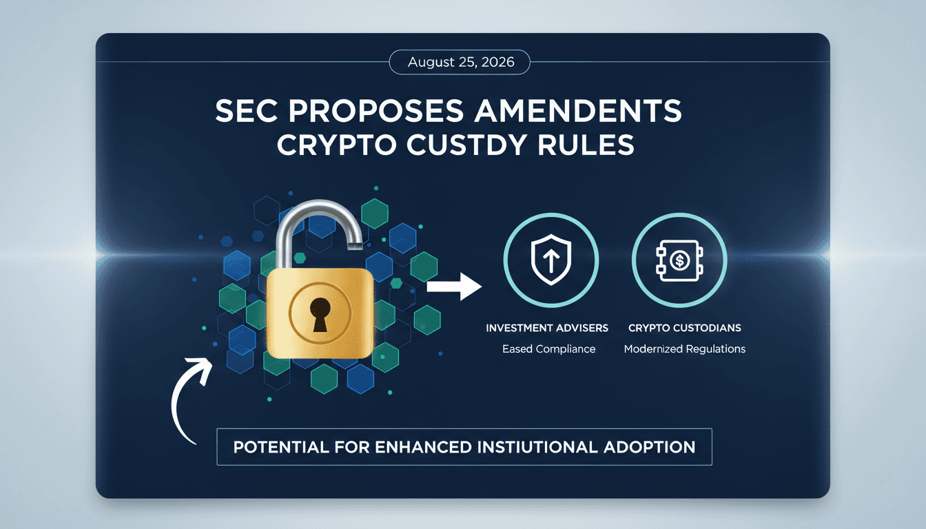 Infographic showing SEC's proposed changes to crypto custody rules and their impact on investment advisers.