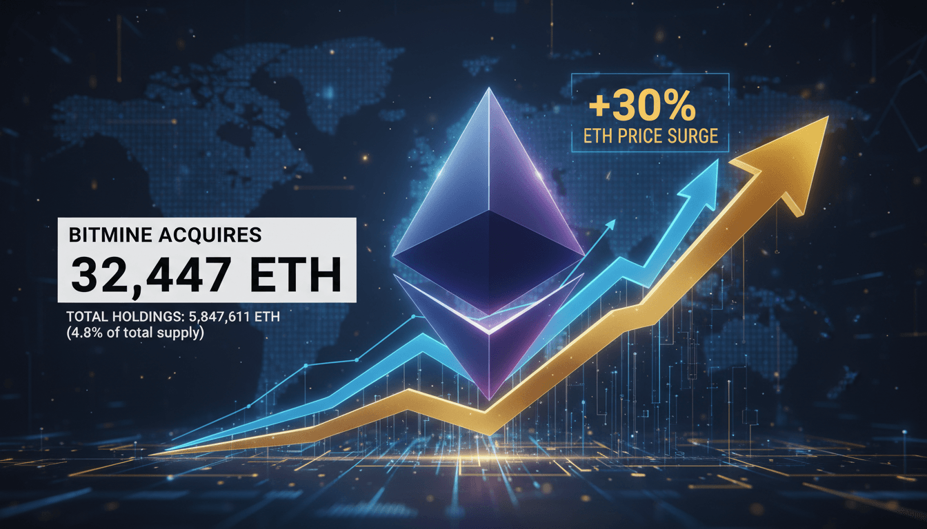 A visual representation of Bitmine's ETH holdings and Ethereum's recent price surge.