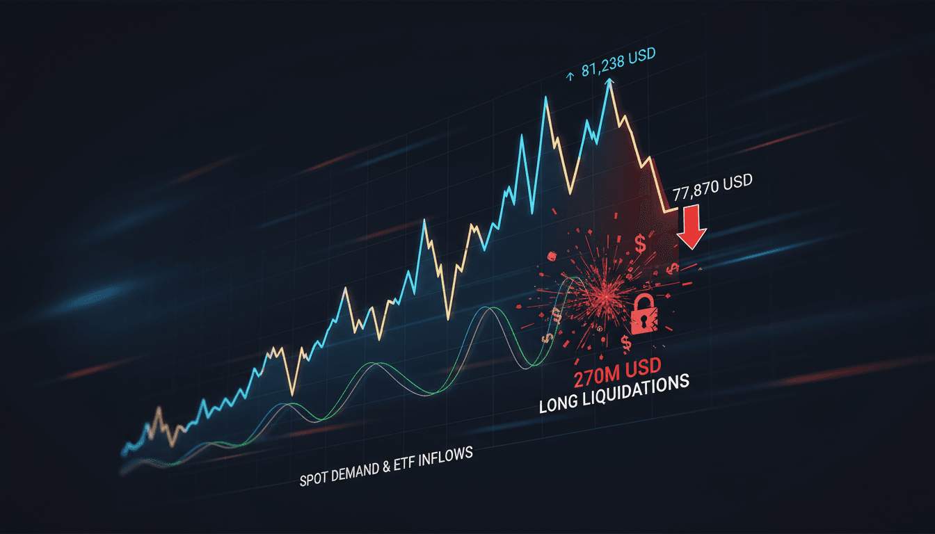 A chart showing Bitcoin's price fluctuations, highlighting the $81K peak and subsequent drop, illustrating market volatility.
