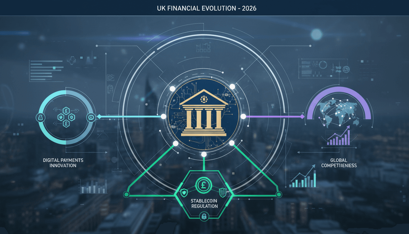 Infographic showing the UK government's new mandate for the Bank of England regarding stablecoins and digital payments.