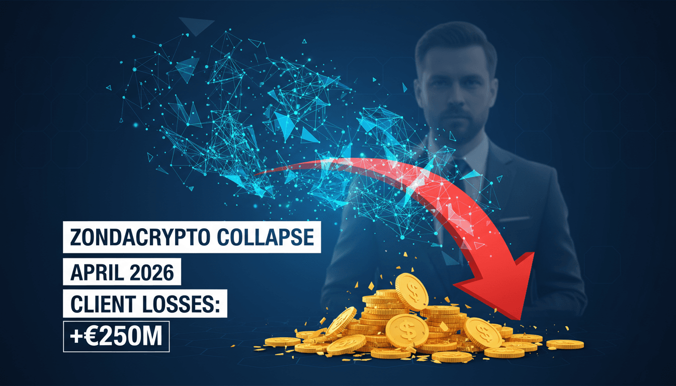 Infographic detailing the financial impact of the Zondacrypto collapse on clients and the implications for sports sponsorship.