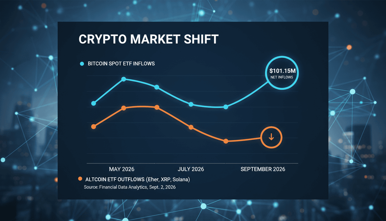 A graph depicting the inflow and outflow trends of Bitcoin and altcoin ETFs, highlighting the recent changes in the market.