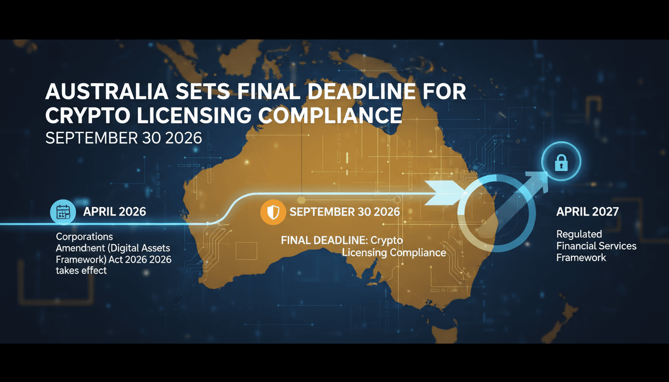 Australia Sets Final Deadline for Crypto Licensing Compliance by September 30 2026