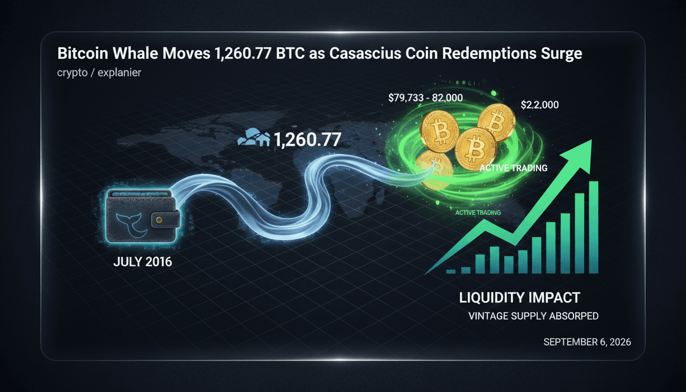 A visual representation of Bitcoin whale transfers and Casascius coin redemptions impacting the cryptocurrency market.