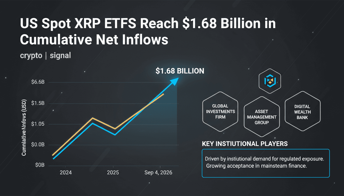 Infographic showing the growth of XRP ETFs and institutional investment trends.