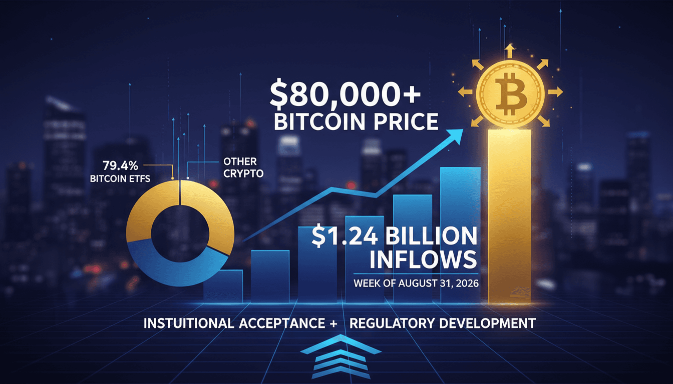 Infographic showing the surge in U.S. crypto ETF inflows and its impact on institutional investment.