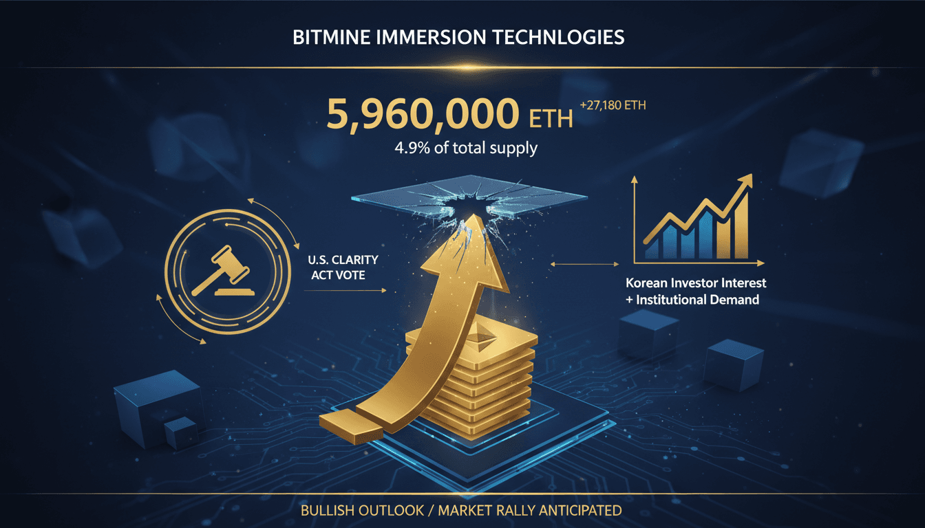 Infographic showing Bitmine's Ethereum holdings and potential market impacts from the CLARITY Act.