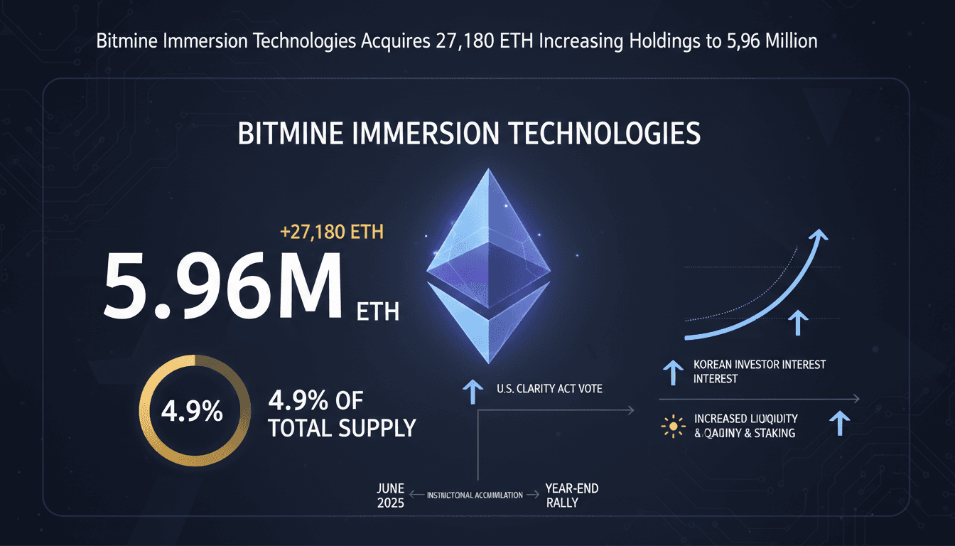Infographic showing Bitmine's Ethereum holdings and market impact.