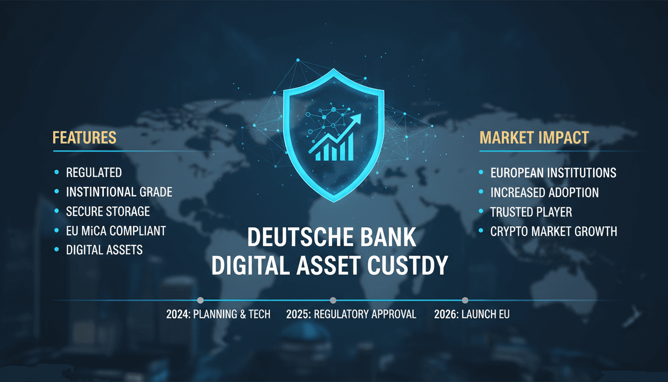 Infographic detailing Deutsche Bank's new digital asset custody service for institutional clients.